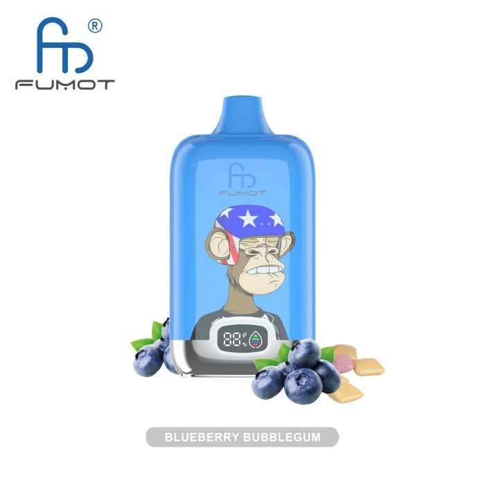 Blueberry bubblegum flavored vape featuring a playful monkey design with blueberries and bubblegum, delivering a sweet and fruity vaping experience.