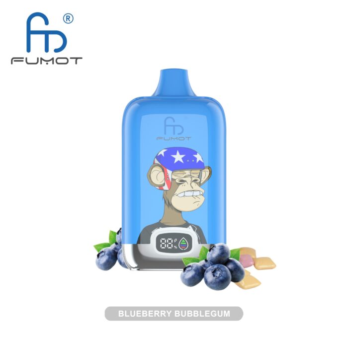 Blueberry bubblegum flavored vape featuring a playful monkey design with blueberries and bubblegum, delivering a sweet and fruity vaping experience.