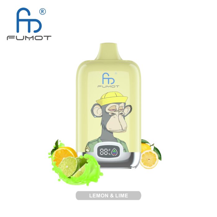 Lemon & Lime flavored vape featuring a fun monkey design, with fresh lemon and lime slices and a splash of citrus juice.