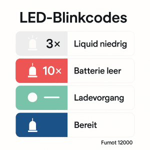 LED-Blinkcodes am Fumot 12000 Fumot 12000 LED-Detail