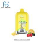 Berry Lemonade flavored vape featuring a fun monkey design, with fresh raspberries, blackberries, lemon slices, and a splash of lemonade.