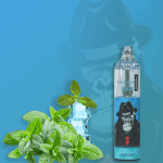 RandM Tornado 7000 vape in Blue Razz Cherry flavor with blueberries, raspberries, and cherries on a blue-green background.