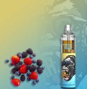Mixed Berries flavored vape with a fun gorilla design, featuring fresh strawberries, blueberries, and blackberries.