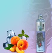 RandM Tornado 7000 with Peach Ice flavor, featuring a cool menthol breeze and juicy peach.