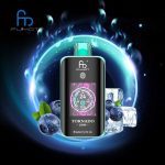 Fumot Tornado 25000 disposable vape in Blueberry On Ice flavor with fresh blueberries, ice cubes, and a glowing futuristic background