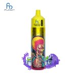 RandM Tornado 30K disposable vape in yellow with skull design, blueberry splash, and ice cubes