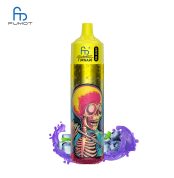 RandM Tornado 30K disposable vape in yellow with skull design, blueberry splash, and ice cubes