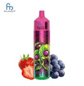 RandM Tornado 30K vape with vivid pink top and graffiti-style skulls, surrounded by fresh strawberries and grapes