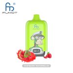 Raspberry Watermelon flavored vape featuring a fun monkey design, with fresh raspberries, watermelon slices, and mint leaves.