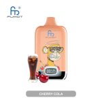 Cherry Cola flavored vape featuring a fun monkey design, with fresh cherries and a glass of cola with ice cubes.