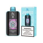 Fumot Tornado 25000 puff disposable vape in Kiwi Passion Fruit Guava flavor with aqua blue packaging and nicotine warning label