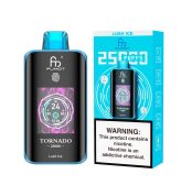 Fumot Tornado 25000 puff disposable vape in Lush Ice flavor with bright blue packaging and nicotine warning label