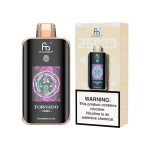 Fumot Tornado 25000 puff disposable vape in Strawberry Ice flavor with soft beige packaging and nicotine warning label
