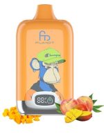 Mango flavored vape featuring a fun monkey design, with fresh mango chunks and peaches.