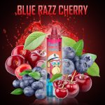 RandM Tornado 15000 Blue Razz Cherry disposable vape with vibrant blueberries and cherries in a splash background