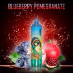 RandM Tornado 15000 Blueberry Pomegranate vape with juicy blueberries and ripe pomegranate splash background